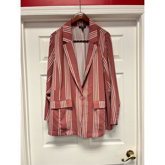Torrid Mauve & White Stripe Suit Jacket Blazer sz 4X EUC - Picture 1 of 7